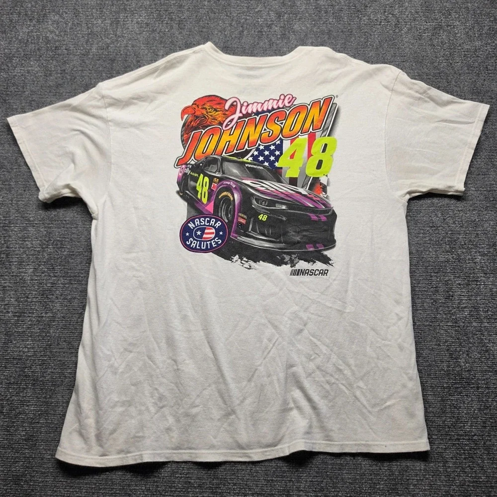 Vintage Style Jimmie Johnson 48 NASCAR Salutes Patriotic T Shirt Mens 2XL USA